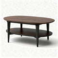 Oval coffee table with lower shelf in dark wood finish 120 x 60 x 45cm