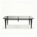 Rectangle glass coffee table with black metal legs 150 x 90 x 40cm