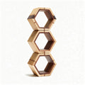 Wooden hexagon stacking toy designed for creative play dimensions 15 x 15 x 45cm