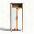 Wooden wardrobe with mirrored doors and open shelf 120 x 60 x 180cm