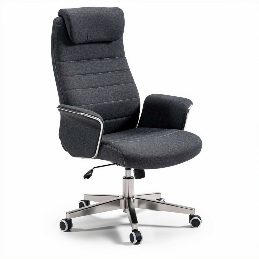 Office chair with adjustable headrest and breathable fabric upholstery 70 x 60 x 110cm