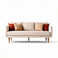 Beech wood frame upholstered sofa with removable cushions in cream color 200 x 90 x 80cm