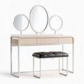 Three mirror vanity table with wooden finish and metal frame dimensions 80 x 40 x 75cm