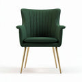 Green upholstered armchair with gold metal legs and ribbed design 70 x 70 x 85cm